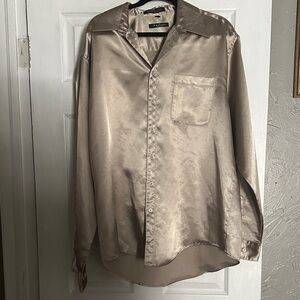 SOLD - Gold Satin Button-Down Shirt